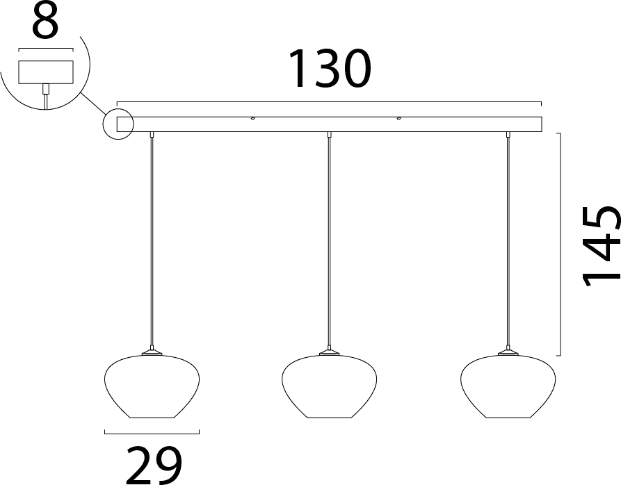 Hanglamp Cartone - 3 lichts - cacao (130cm) - Afbeelding 2