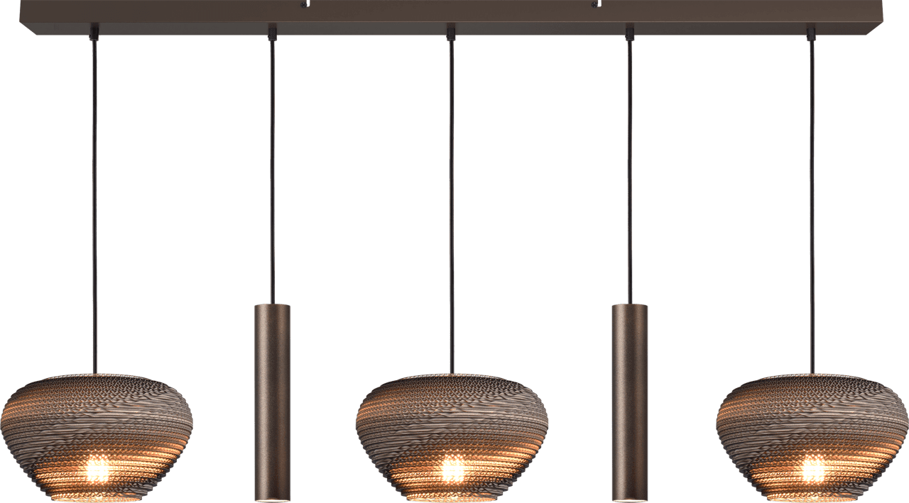 Hanglamp Cartone - 5 lichts - cacao (130cm)