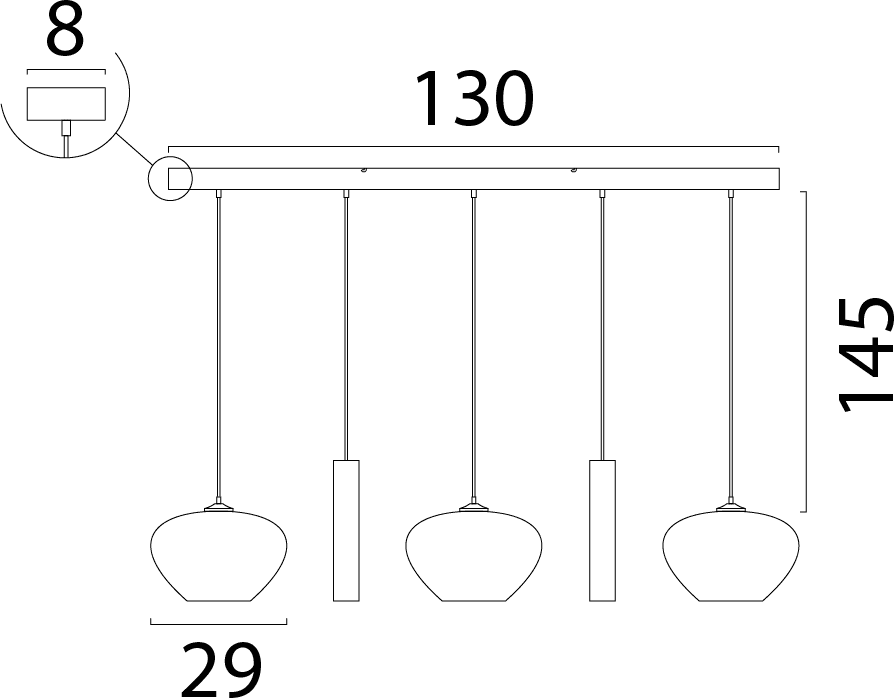 Hanglamp Cartone - 5 lichts - cacao (130cm) - Afbeelding 2