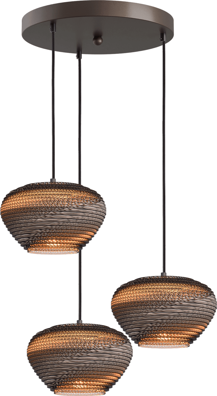 Hanglamp Cartone - 3 lichts - cacao (35cm)