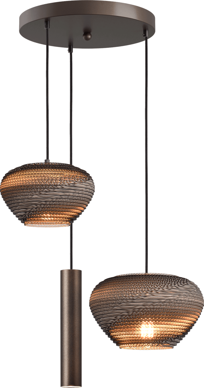 Hanglamp Cartone - 3 lichts - cacao (35cm)