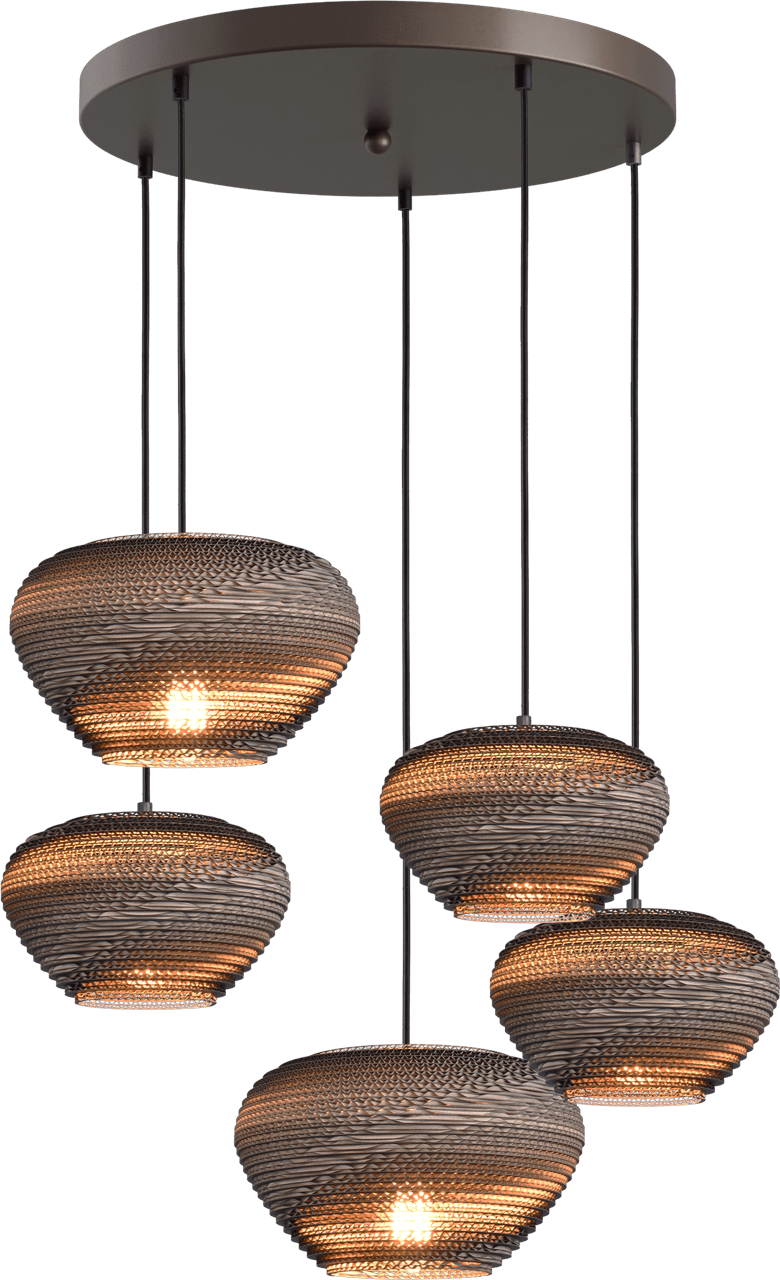 Hanglamp Cartone - 5 lichts - cacao (50cm)