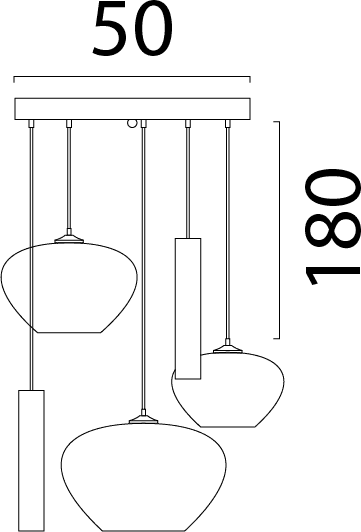 Hanglamp Cartone - 5 lichts - cacao (50cm) - Afbeelding 2