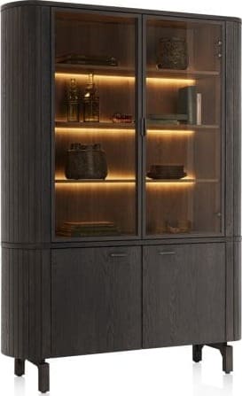 Henders & Hazel Ravello buffet 150 cm - 2-deuren + 2-glasdeuren (+ LED) Bruin Kast