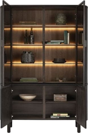 Henders & Hazel Ravello buffet 150 cm - 2-deuren + 2-glasdeuren (+ LED) Bruin Kast