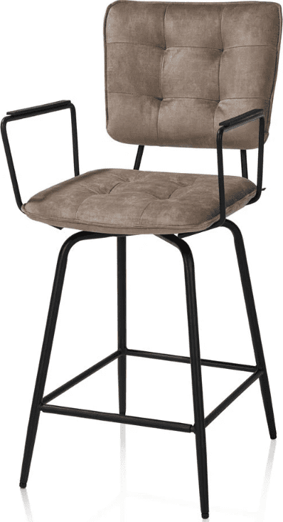 Manou barstoel met armen - off black - camel