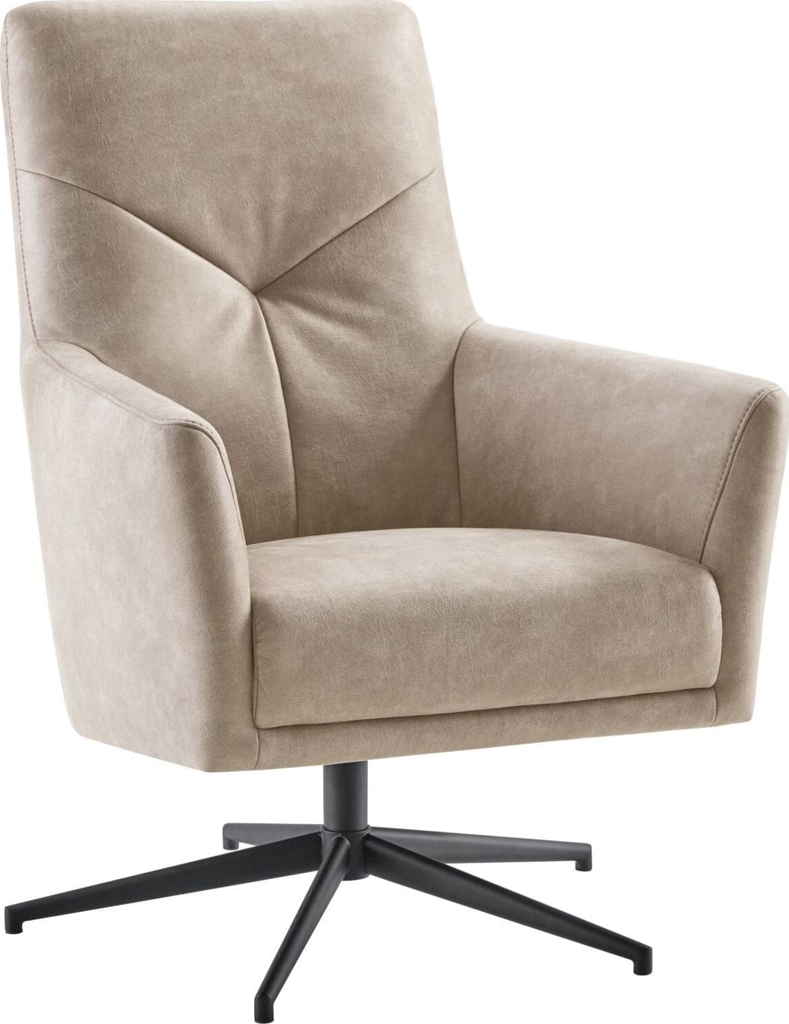 Profijt Meubel Draaifauteuil Menori microleder beige basic comfort Beige|Wit Draaifauteuil