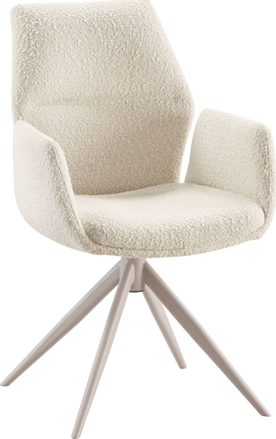 Pronto Wonen Eetkamerstoel Faido bouclé ecru poot grijs Grijs Eetkamerstoel