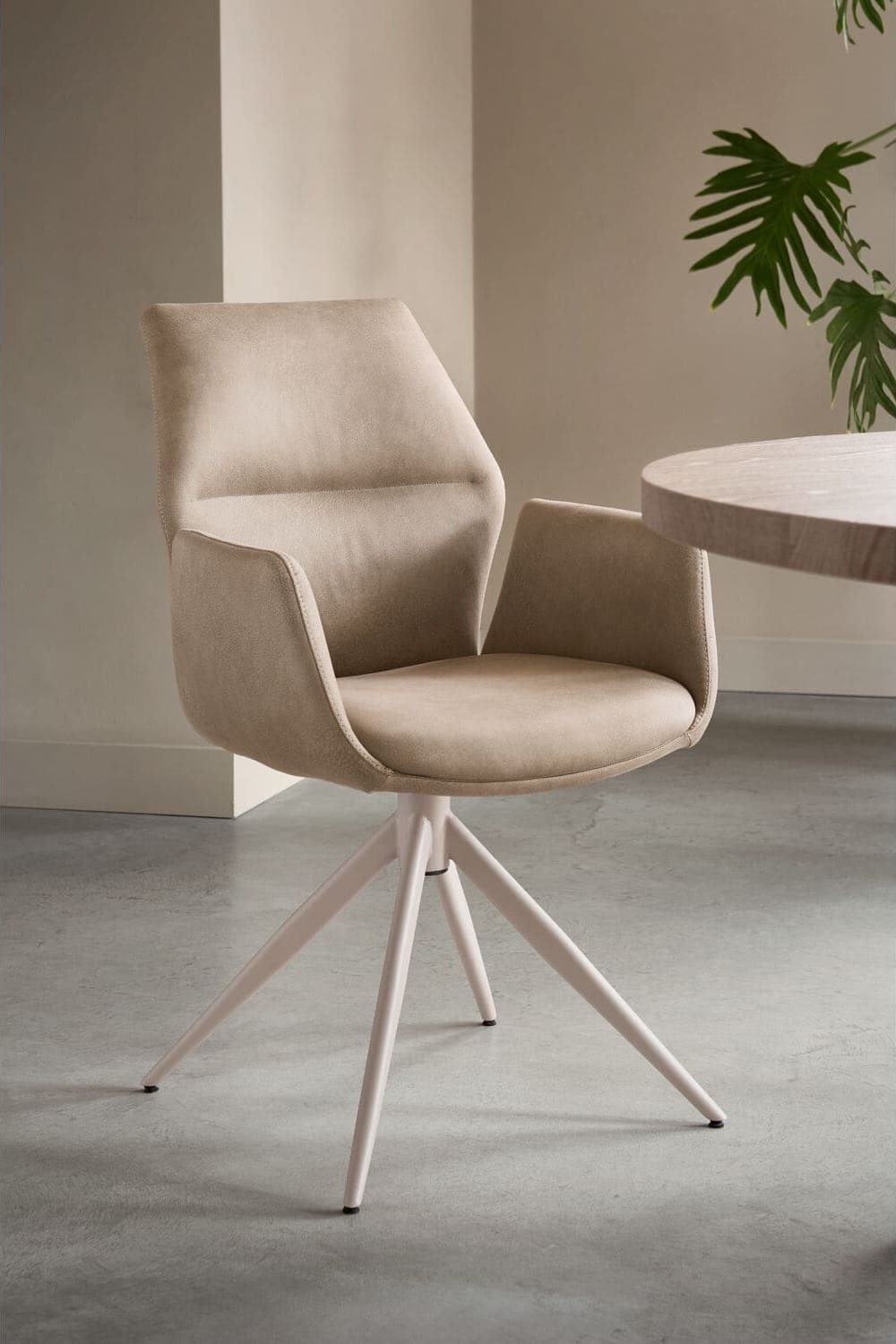 Pronto Wonen Eetkamerstoel Faido microvezel taupe poot grijs Grijs Eetkamerstoel