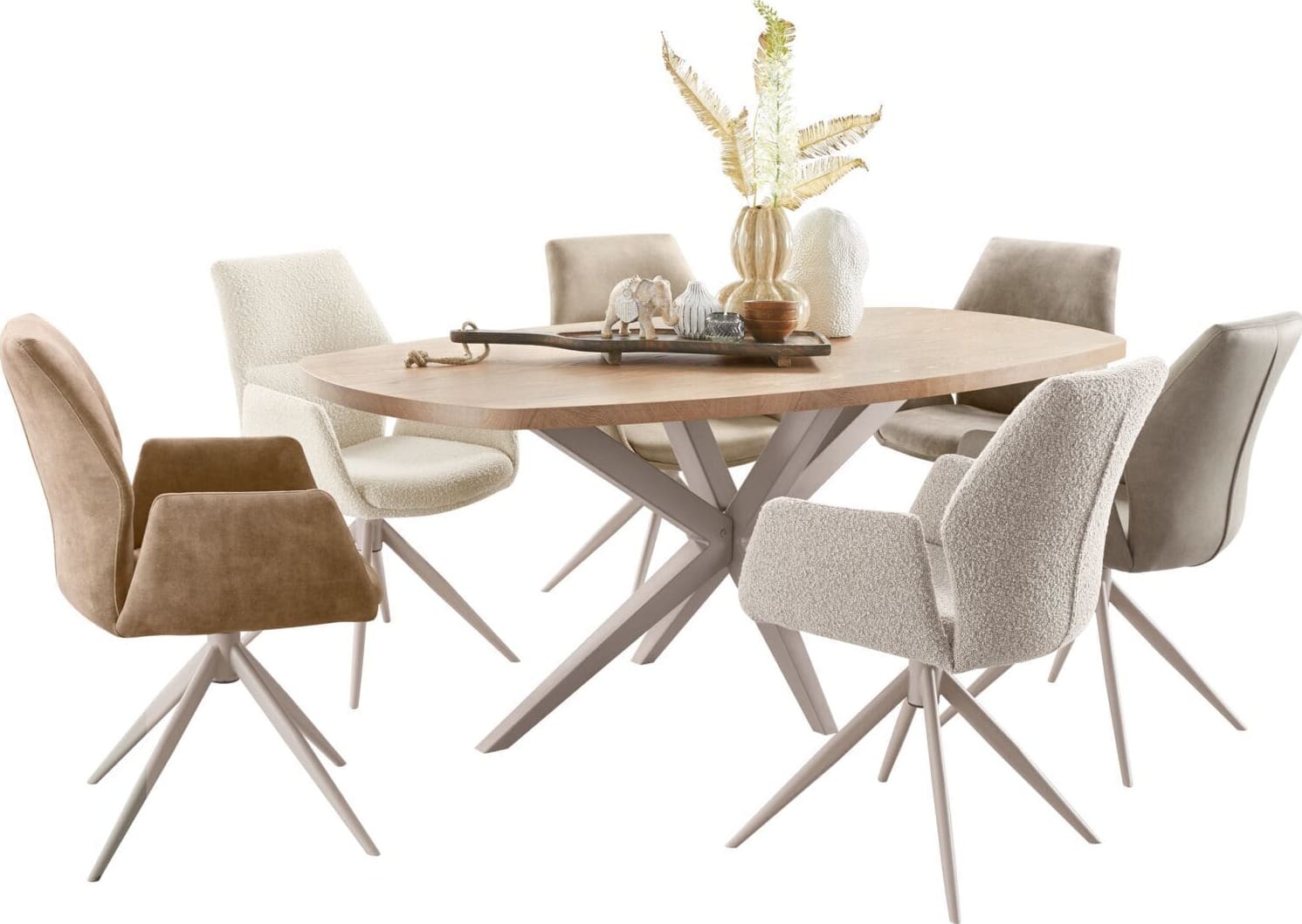 Pronto Wonen Eetkamerstoel Faido microvezel taupe poot grijs Grijs Eetkamerstoel