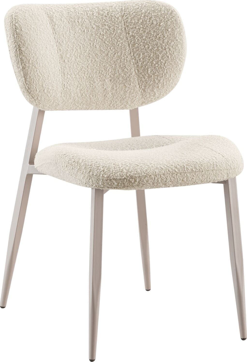 Pronto Wonen Eetkamerstoel Gomba bouclé ecru Beige|Wit Eetkamerstoel