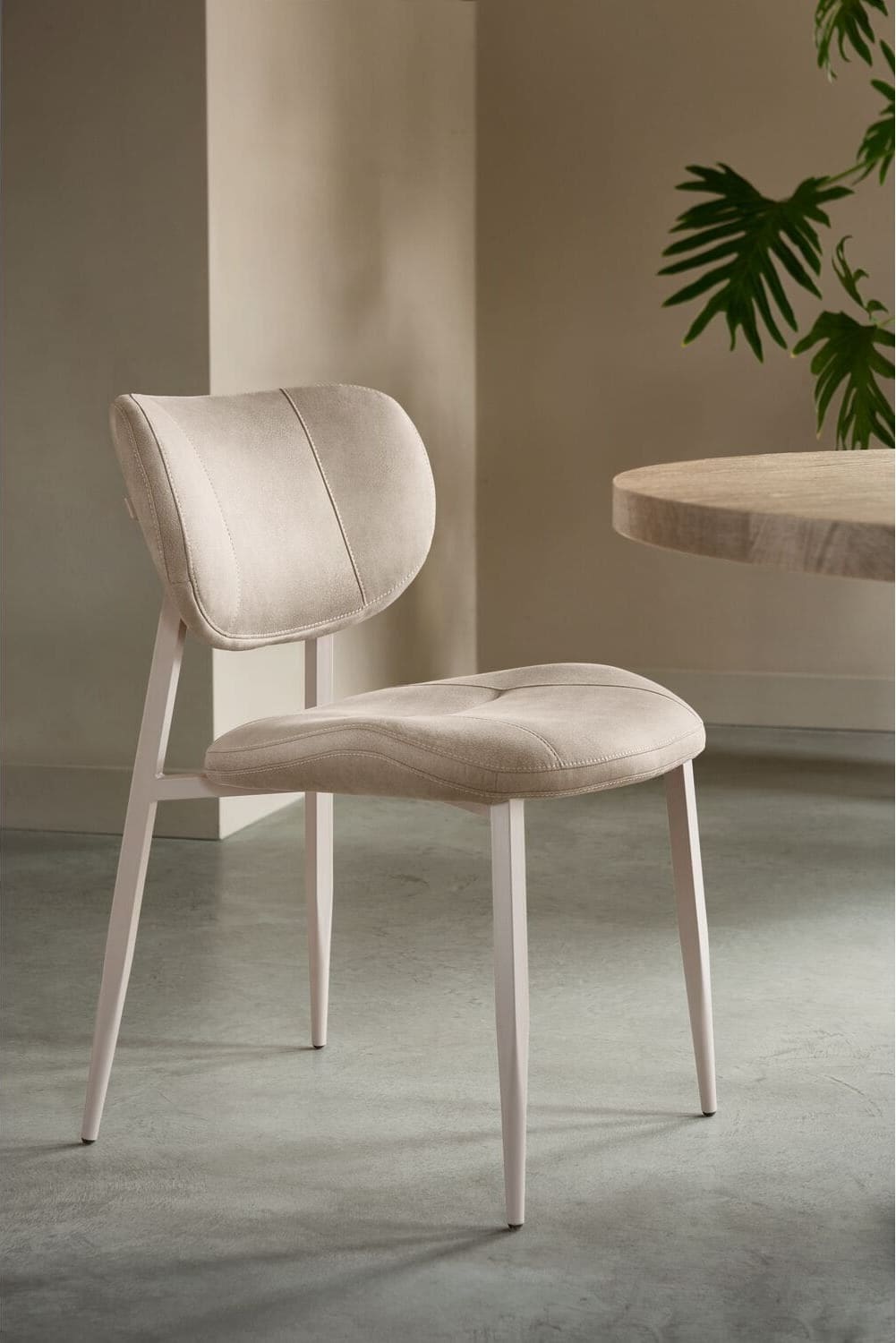 Pronto Wonen Eetkamerstoel Gomba microvezel beige Beige|Wit Eetkamerstoel