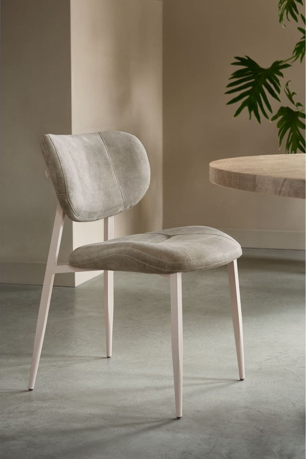 Pronto Wonen Eetkamerstoel Gomba velvet beige Beige|Wit Eetkamerstoel
