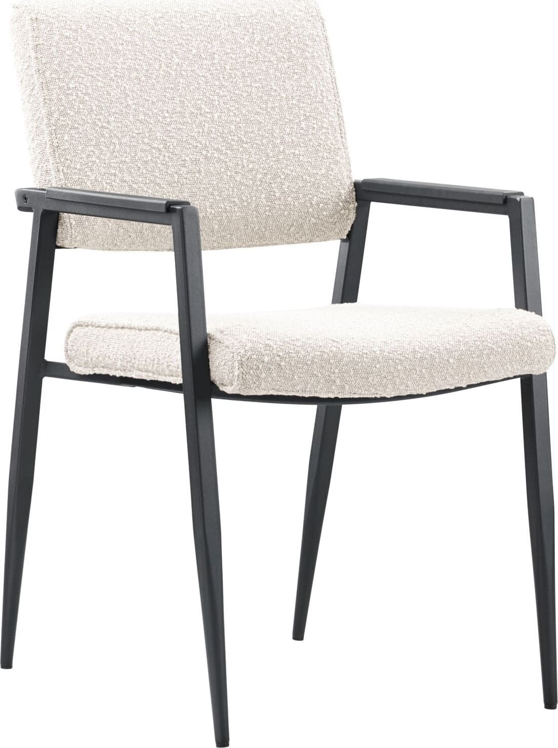 Pronto Wonen Eetkamerstoel Jisca bouclé ecru Beige|Wit Eetkamerstoel