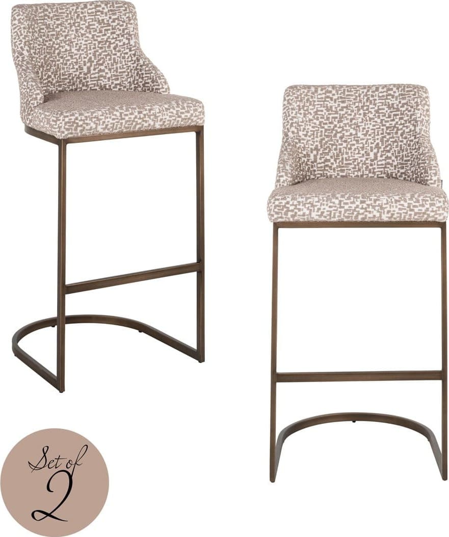 Richmond Interiors Barstoel Bolton natural geo Beige Barstoel