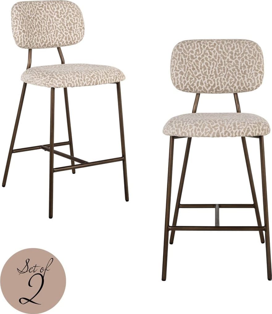 Richmond Interiors Counterstoel Xenia beige leopard fire retardant Beige Eetkamerstoel