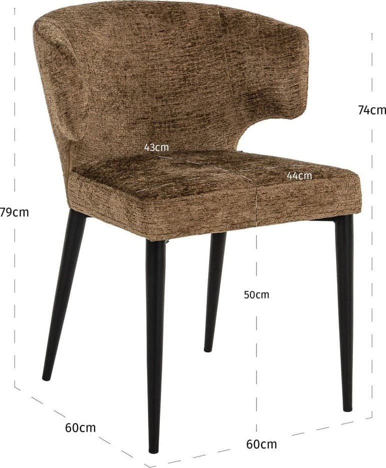 Richmond Interiors Eetkamerstoel Taylor brandy fusion fire retardant Eetkamerstoel