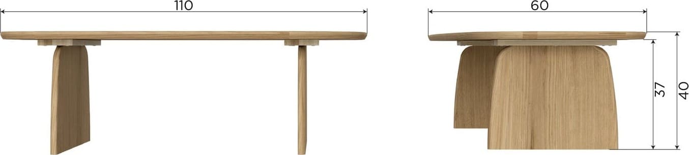 WOOOD Eettafel salontafel 110cm eiken dakargrau Grijs Salontafel