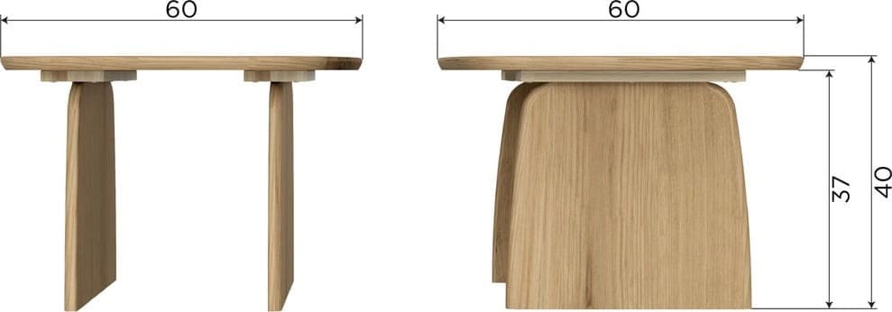 WOOOD Eettafel salontafel 60cm eiken dakargrau Grijs Salontafel