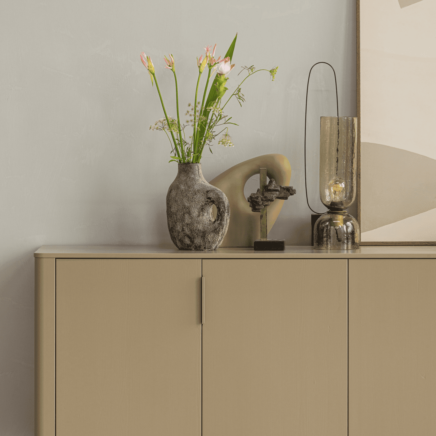 WOOOD Gunnar dressoir 200cm grenen mud Bruin|Taupe Dressoir|Kast