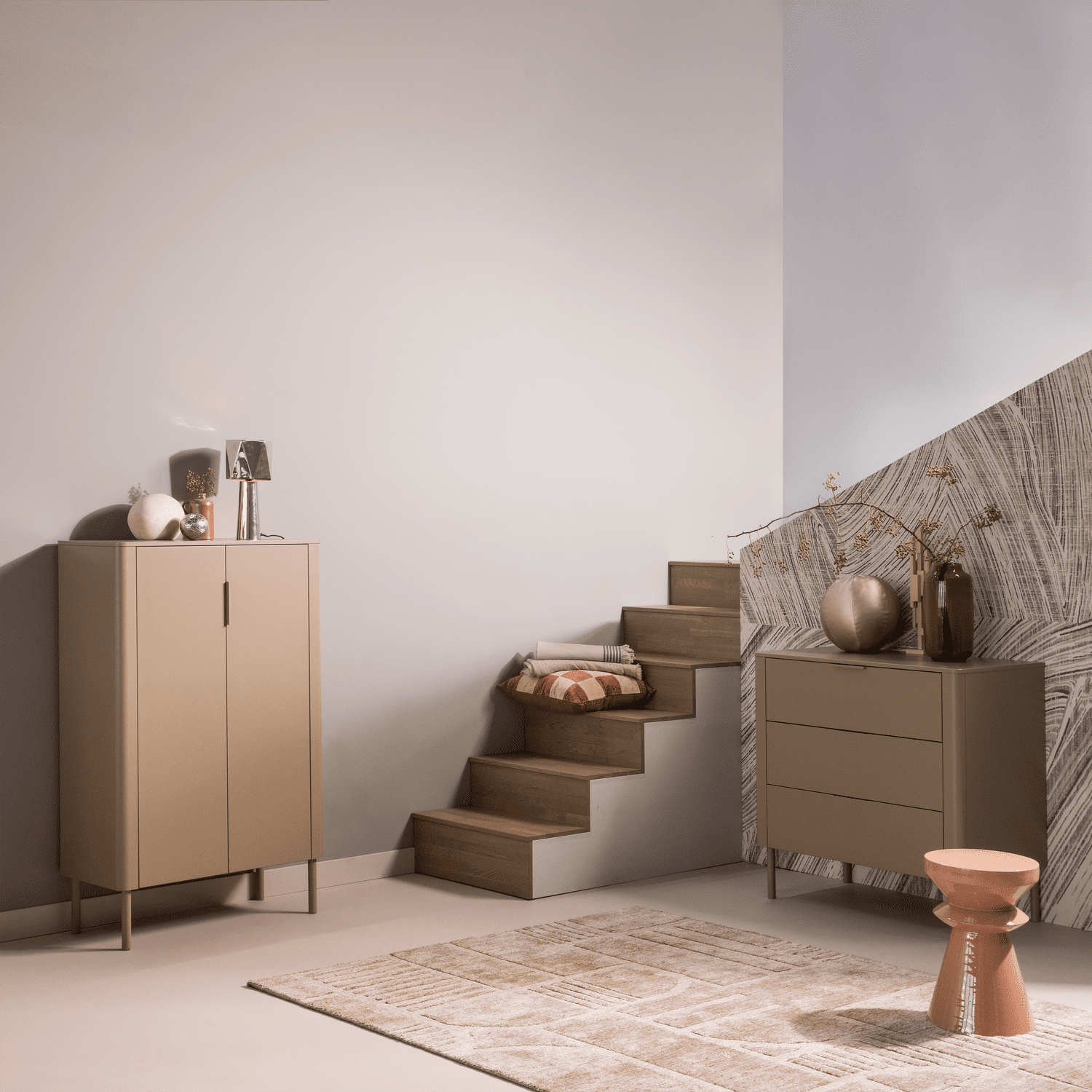 WOOOD Gunnar ladekast grenen mud Bruin|Taupe Ladekast