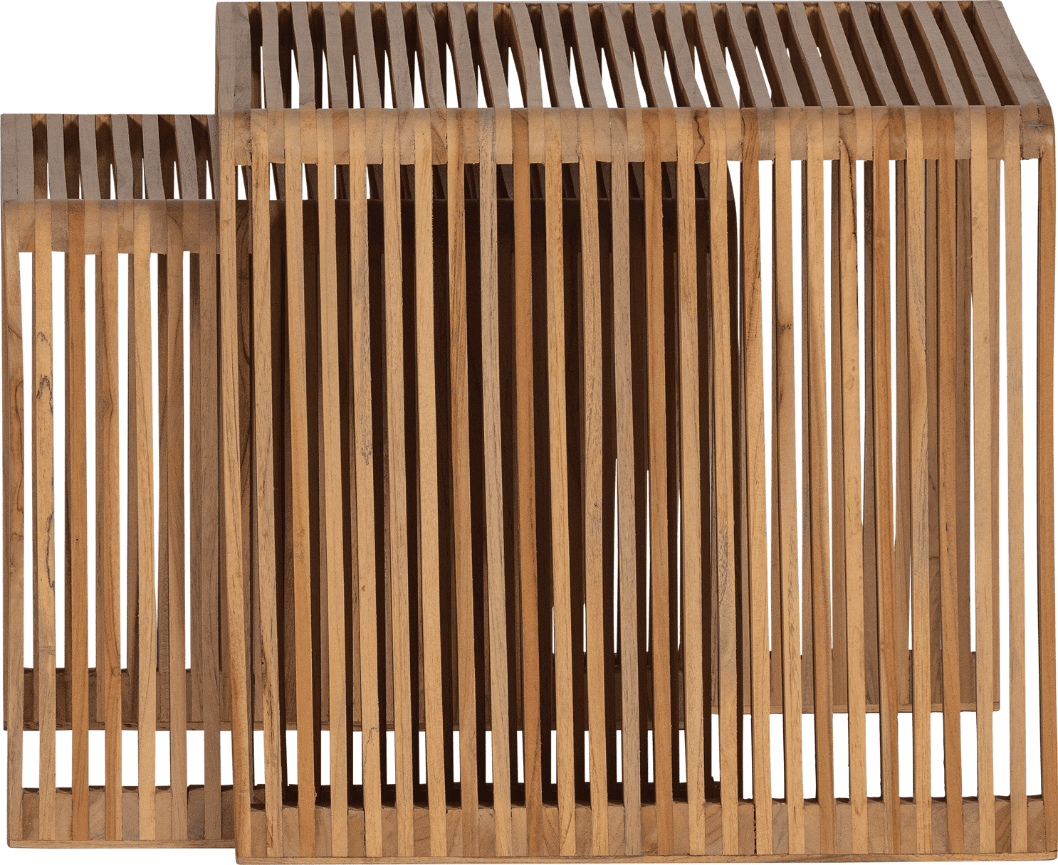 WOOOD Jasmijn bijzettafel recycled teak naturel - set van 2 Bruin Bijzettafel