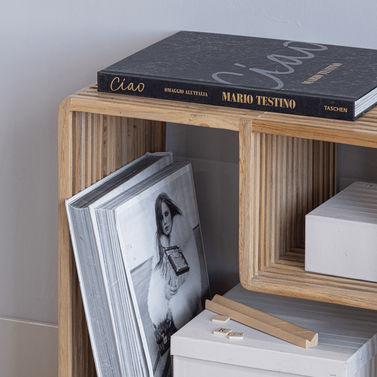 WOOOD Jasmijn sidetable recycled teak naturel Naturel Wandtafel
