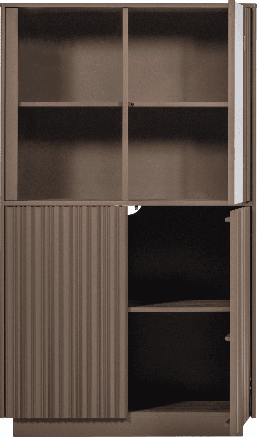 WOOOD Nova lage vitrinekast grenen truffel bruin Truffel bruin Vitrinekast|Kast