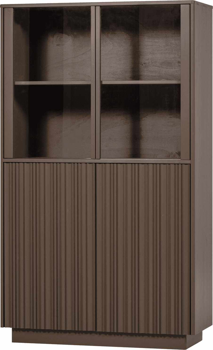 WOOOD Nova lage vitrinekast grenen truffel bruin Truffel bruin Vitrinekast|Kast