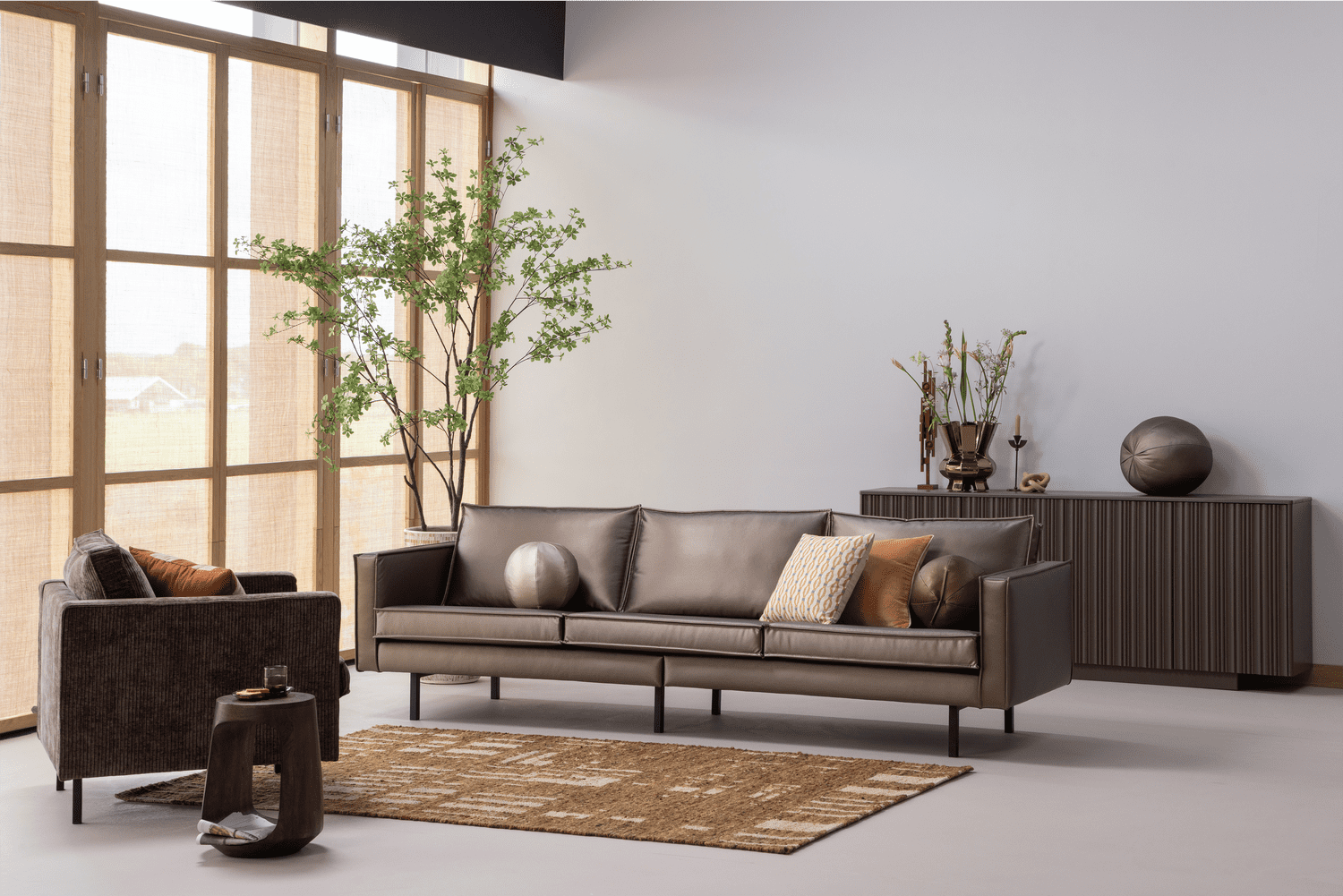 WOOOD Rodeo bal kussen klein metallic warm bruin Warm bruin Sierkussen