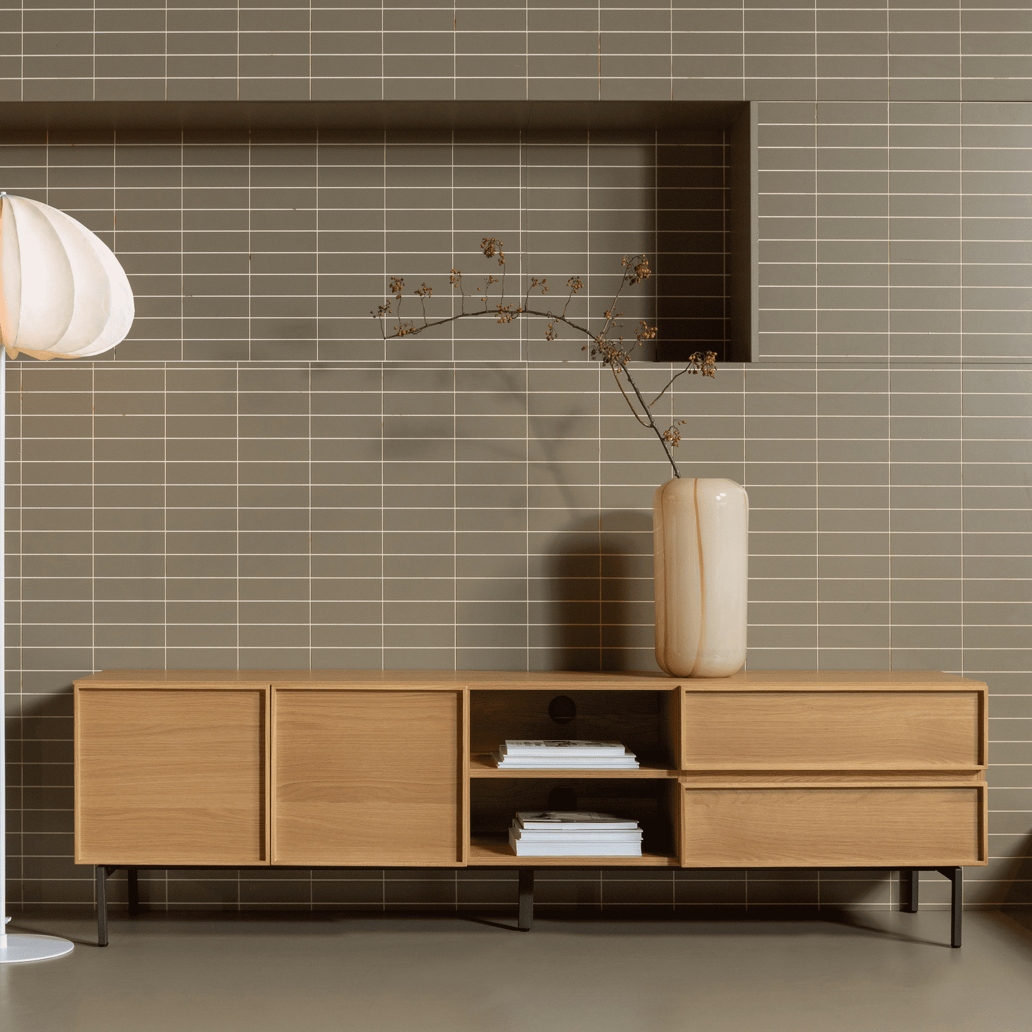 WOOOD Tours tv meubel 180cm melamine/mdf naturel Naturel Tv-meubel|Tv-dressoir