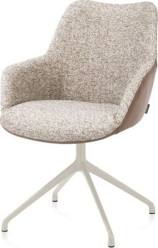 Xooon Mats armstoel aluminium frame 4-poots - draaibaar creme - Pala cognac + Luton koper Cognac Armstoel