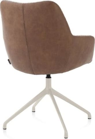 Xooon Mats armstoel aluminium frame 4-poots - draaibaar creme - Pala cognac + Luton koper Cognac Armstoel