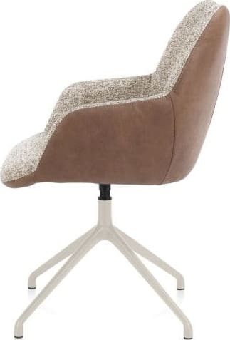 Xooon Mats armstoel aluminium frame 4-poots - draaibaar creme - Pala cognac + Luton koper Cognac Armstoel