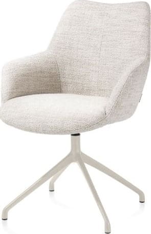 Xooon Mats armstoel aluminium frame 4-poots - draaibaar creme - stof Luton - creme Beige|Wit Armstoel