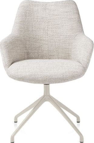 Xooon Mats armstoel aluminium frame 4-poots - draaibaar creme - stof Luton - creme Beige|Wit Armstoel