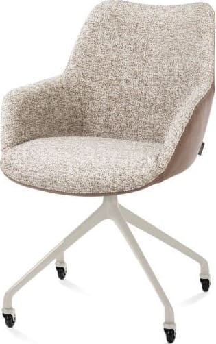 Xooon Mats armstoel aluminium frame wielen creme - combi Pala cognac + Luton koper Cognac Armstoel
