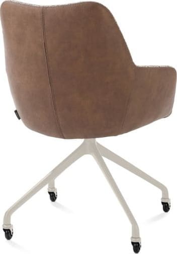 Xooon Mats armstoel aluminium frame wielen creme - combi Pala cognac + Luton koper Cognac Armstoel