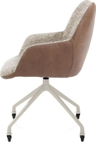 Xooon Mats armstoel aluminium frame wielen creme - combi Pala cognac + Luton koper Cognac Armstoel