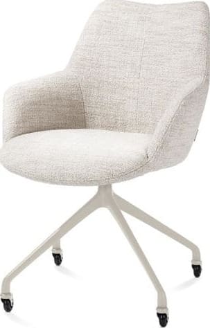 Xooon Mats armstoel aluminium frame wielen creme - stof Luton - creme Beige|Wit Armstoel