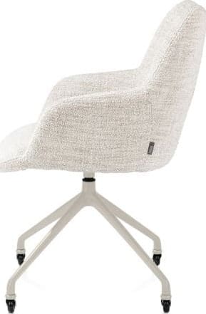 Xooon Mats armstoel aluminium frame wielen creme - stof Luton - creme Beige|Wit Armstoel