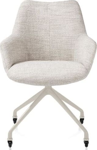 Xooon Mats armstoel aluminium frame wielen creme - stof Luton - creme Beige|Wit Armstoel