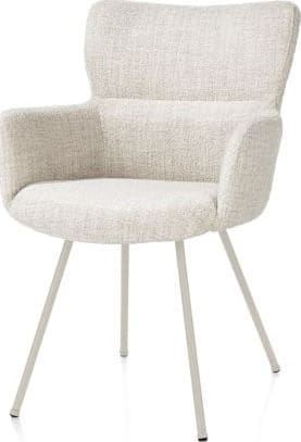 Xooon Sage armstoel 4-pootjes creme - stof Luton - creme Beige|Wit Armstoel