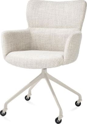 Xooon Sage armstoel + wielen - alu frame in creme - stof Luton - creme Beige|Wit Armstoel