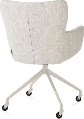 Xooon Sage armstoel + wielen - alu frame in creme - stof Luton - creme Beige|Wit Armstoel