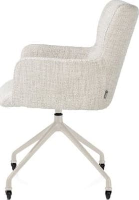 Xooon Sage armstoel + wielen - alu frame in creme - stof Luton - creme Beige|Wit Armstoel