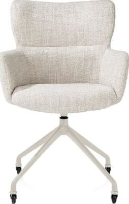 Xooon Sage armstoel + wielen - alu frame in creme - stof Luton - creme Beige|Wit Armstoel