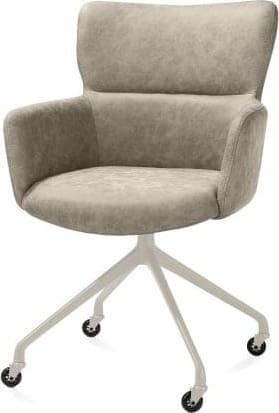 Xooon Sage armstoel + wielen - alu frame in creme - stof Oregon - beige Beige Armstoel