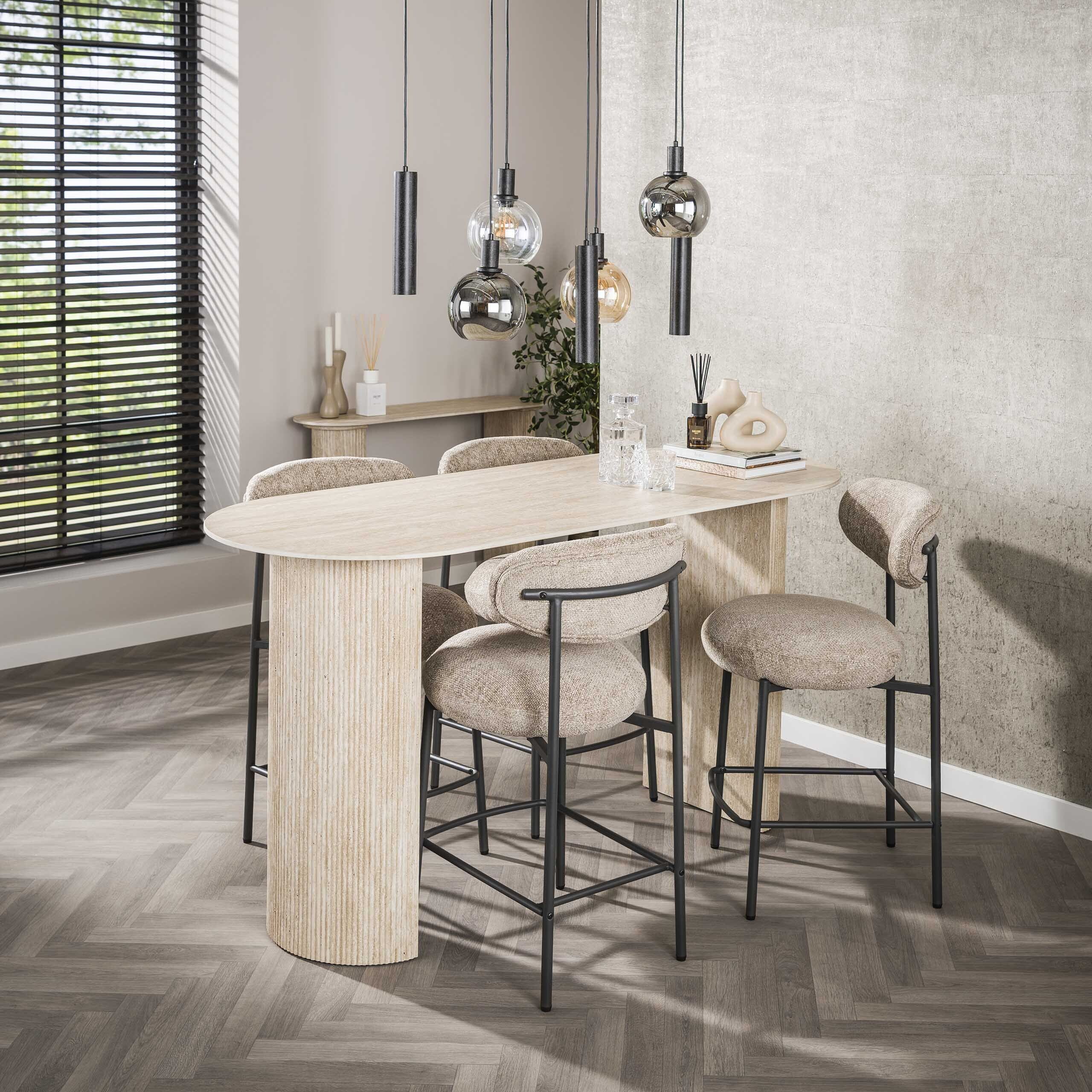Bartafel Romano Arch Plat Ovaal 180cm - Keramiek Travertin Bullcraft Bartafel 4581/88