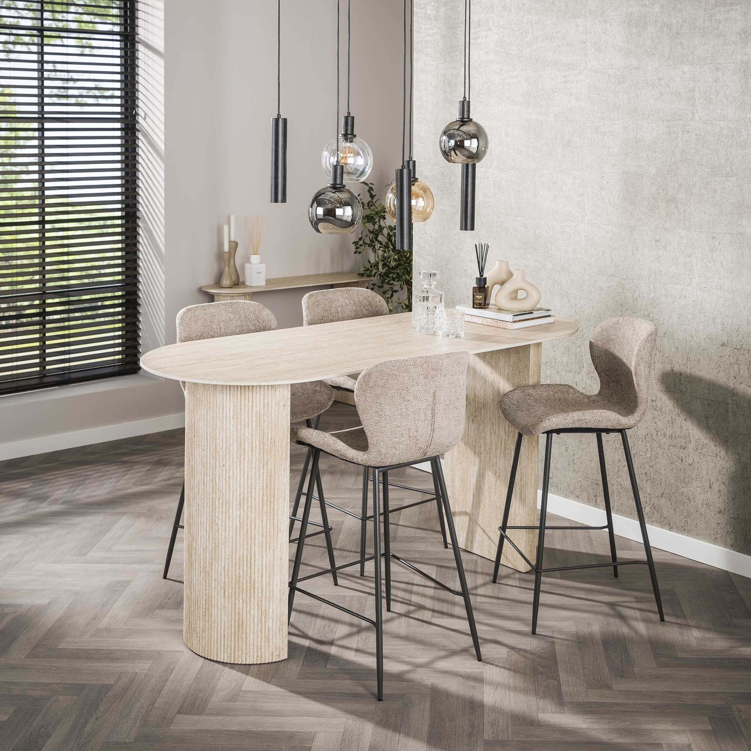 Bartafel Romano Arch Plat Ovaal 180cm - Keramiek Travertin Bullcraft Bartafel 4581/88